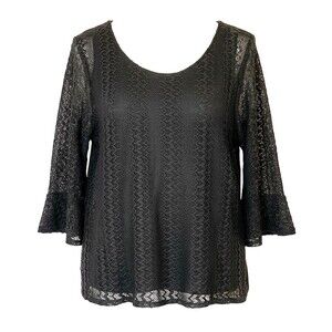 Investments II Lace Overlay Tunic 1X Fully Lined Black Formal Gothcore Witchy